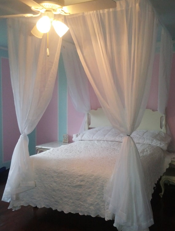 Twin Size Voile Princess Bed Canopy Four Poster Bed Etsy
