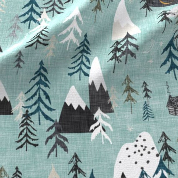 One 1 Curtain Panel Forest Peaks Sky Blue 54 Wide - Etsy