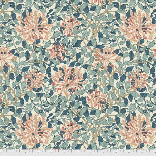 One Roman Shade - Made with "Honeysuckle - Aqua" fabric. FreeSpirit Fabric William Morris Design. Functional Blind