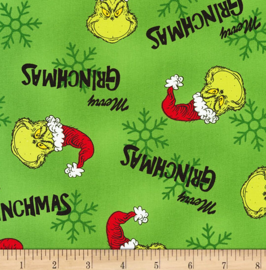 Table Linens, kaufman How the Grinch Stole Christmas Grinch Faces Green