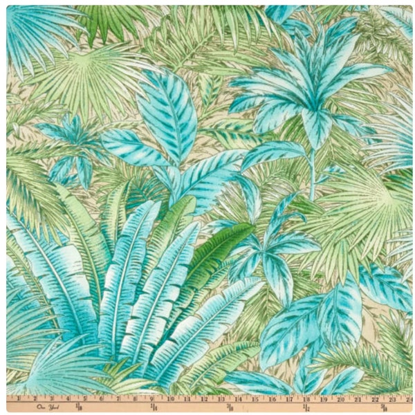 One Shower Curtain "Tommy Bahama Bahamian Breeze Aloe" fabric. Handmade to order bathroom decor. Printed Polyester fabric