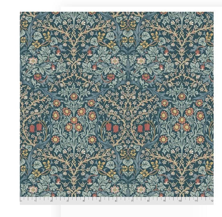 One Curtain Panel "Blackthorn - Indigo - Original Morris" fabric FreeSpirit Fabrics. William Morris Design. Handmade Window Treatments