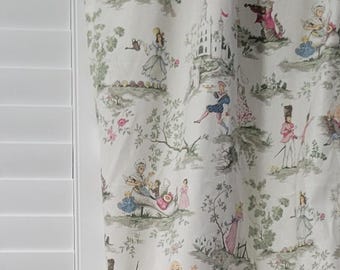 Curtain Panels - Set of 2 - "Covington Over The Moon" Toile Fabric - each 22" wide - Lining optional - Nursery Rhyme - Handmade Drapes