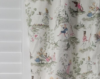 One Curtain Panel "Covington Over The Moon" Toile Fabric - 50" wide - Lining optional - Nursery Rhyme - Handmade Drapes