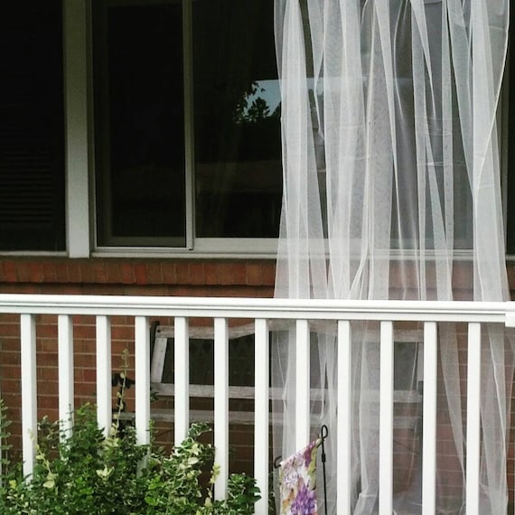 One White Outdoor Curtain Sheer Net Lace Garden Panels Etsy