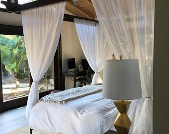 One Curtain Panel or Valance &quot;White Cotton voile&quot; - Handmade Window Treatments - 55&quot; Wide - Custom Order - Natural Cotton Drapery