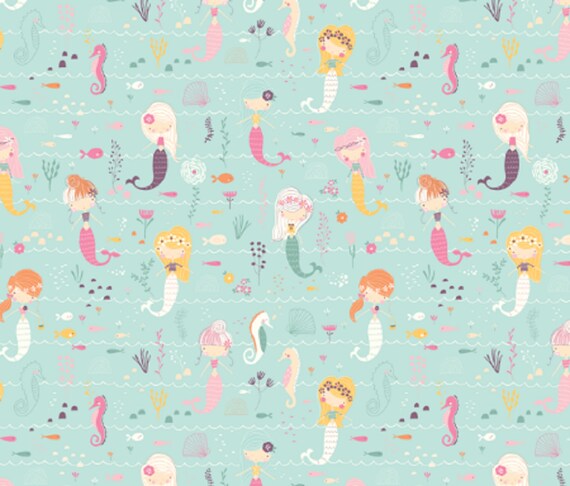 Organic Cotton Mermaid One Curtain Panel Etsy