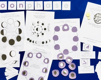 Moon Phases | Lunar Phases Homeschool Printables | Waldorf | Montessori | Home Education