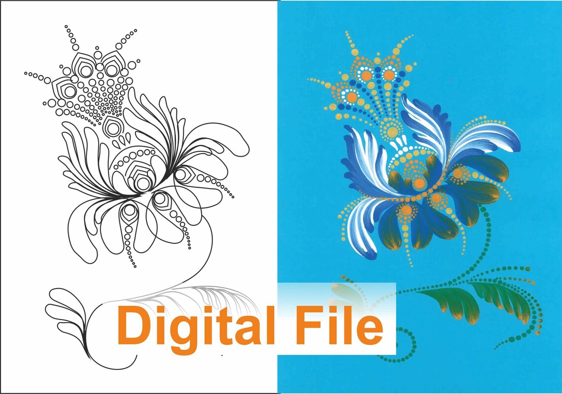 Digital Flowers Pattern. Digital Template and Design With a Book ...