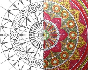 Digital mandala pattern. Digital Template and design With a book. Mandala for coloring to transfer for Dot painting mandala. Love Mandala