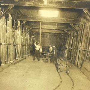 Antique Industrial Photo Iron Workers in Factory Anvil Boston Circa 1910 Geo E Lawrence Massachusetts photography