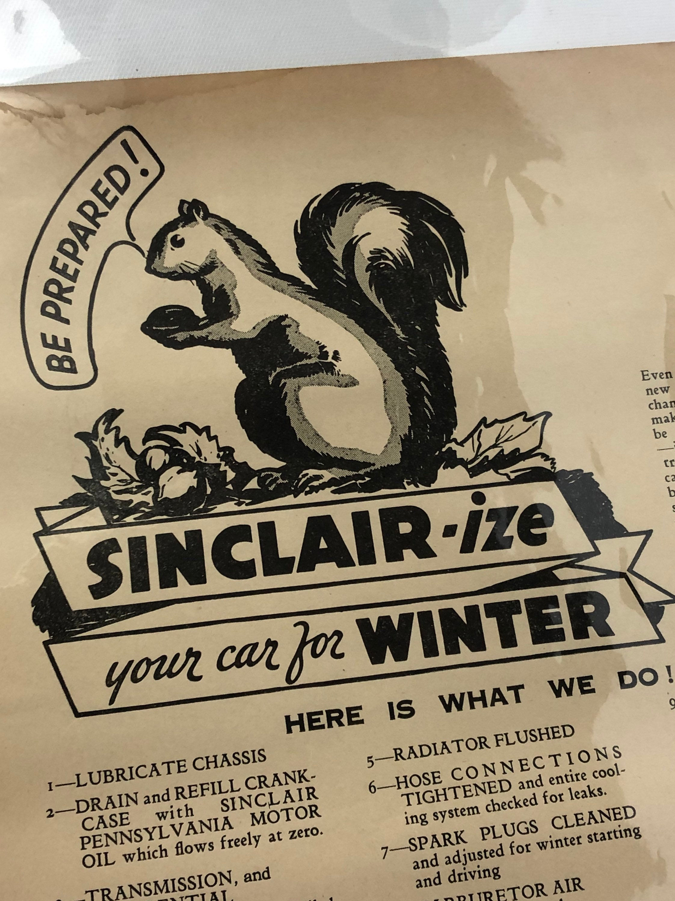 Vintage 1950s Sinclair Gas Winter Car Service Flyer - Etsy