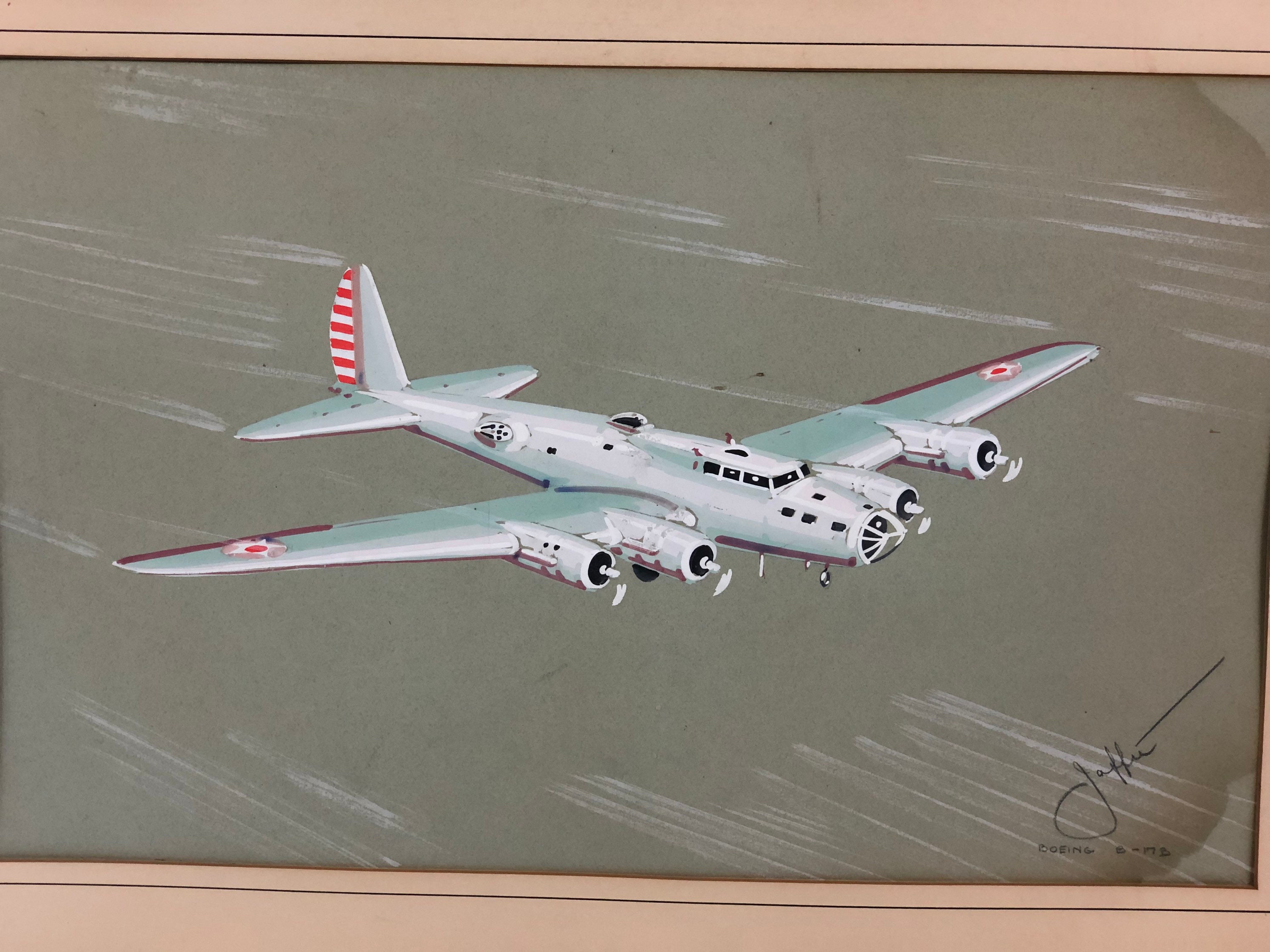 Pastel Drawing BOEING B-17b Flying Fortress Original Art Work Hand ...