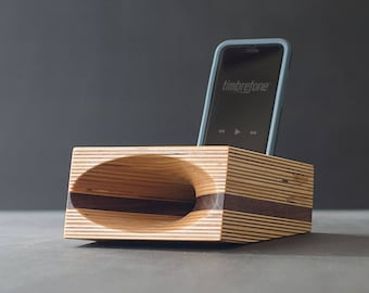 Timbrefone™ Strata Walnut - Phone Amplifier // Acoustic Wood Speaker // iPhone amp // Passive Speaker