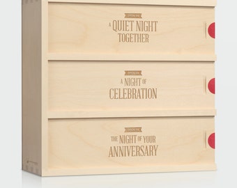 Romantic Wine Box - Three Nights // Wedding Gift // Engagement Gift // Anniversary Gift // Bridal Shower Gift // Engraved Wine Box