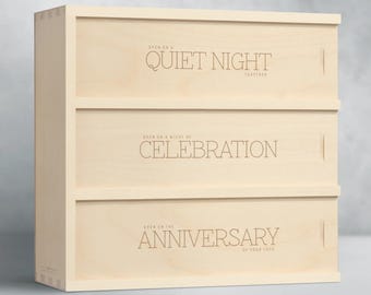 Wine Box Wedding Gift - Three Nights Chic // For the Couple // Engagement Gift // Anniversary Gift // Engraved Wine Box