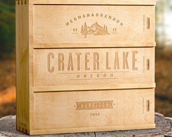 Anniversary Wine Box - Into the Woods // Wedding Gift // Destination Wedding Gift // Engagement Gift // Outdoor Wedding // Rustic Style