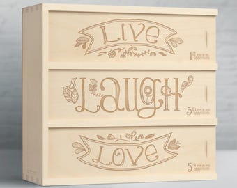 Anniversary Wine Box - Live Laugh Love // Wedding Gift for the Couple // Engagement Gift // Anniversary Gift // Wedding Wine Box