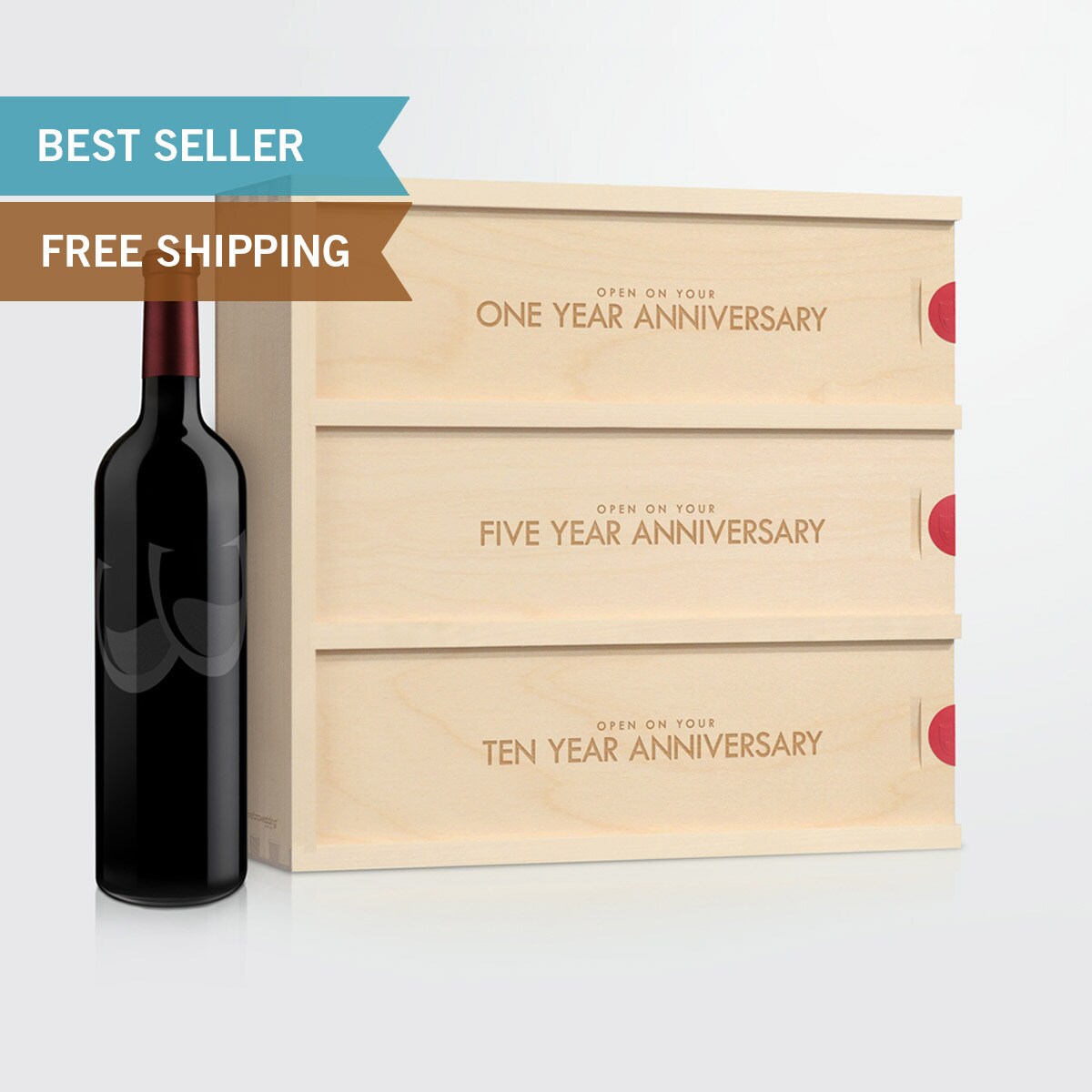 Anniversary Wine Box Classic Trio // Wedding Gift for the Etsy
