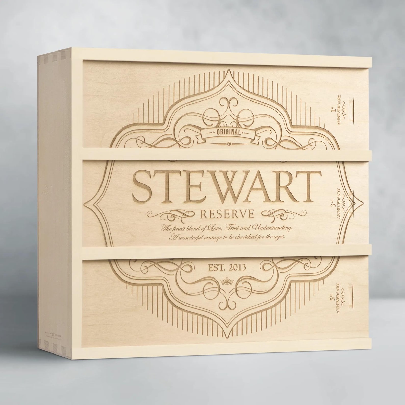 Wedding Gift Wine Box - Custom: Nandy, Est. 2026 - 1st / 5th / 10th