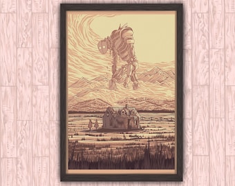 What Lies To The North - Robot Giant Anime Aesthetic Sci-fi Fantasy Christmas Gift Wall Decor Art Print by Stephen Willey of Eyes On Fire