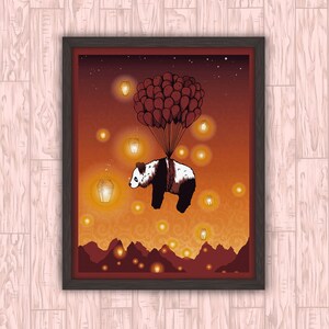 The Traveler - 8x10 Cute Kids Panda Bear Adventure Anime Art Print Wall Decor Christmas Gift Poster by Stephen Willey of Eyes On Fire Art