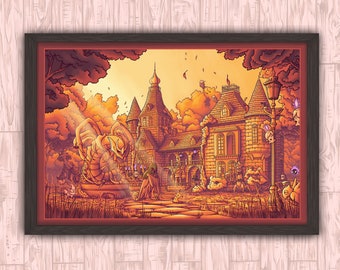 A Home for the Wayward and Lost - Halloween Pumpkin Ghost Nostalgic Anime Video Game Spooky Mimikyu Giratina Wall Decor Zorua Art Print