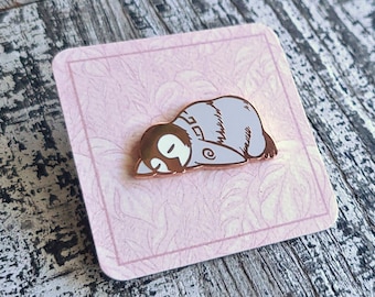 Sleepy Boi - Penguin Rose Gold Enamel Pin Brooch Original Gift Jewelry by Eyes On Fire Art