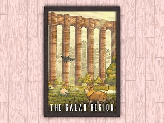 The Galar Region - Nostalgic Anime Video Game Pokemon Britain UK Inspired Travel Poster Christmas Gift Art Print by Eyes On Fire Art