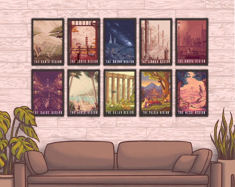 Pokemon Travel Poster Series Pick 4 Video Game Poster Anime Aesthetic Inspired Art Print Poster Wall Decor Gift by Eyes On Fire Art image 10