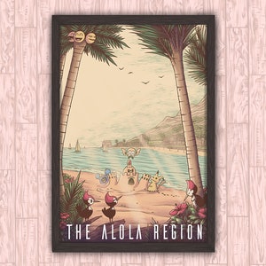 The Alola Region - Nostalgic Beach Island Anime Video Game Hawaii Inspired Travel Poster Christmas Gift Art Print by Eyes On Fire Art