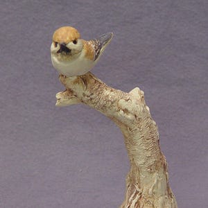 Handmade Ceramic Bird on a Tree , Stoneware with Glaze - Bird Sculpture, Bird Figurine, Ceramic Art