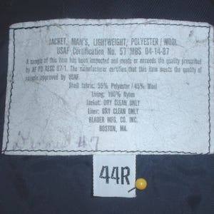 USAF US Air Force late-style service windbreaker 44 Regular; Blauer, 1987 w flight cap; Col. rank