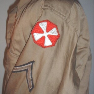 US Army WWII khaki cotton service shirt, 14th AA Command; 15-1/2 X 32; great shape!