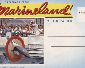 Marineland of the Pacific ocean theme park brochure & postcard memorabilia 1958