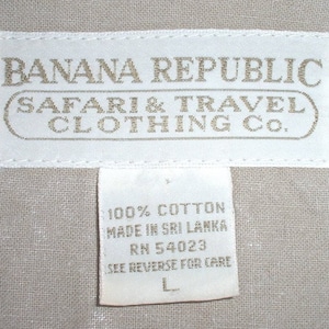 1980s vintage Banana Republic men&#39;s cotton khaki light jacket, Large, Sri Lanka