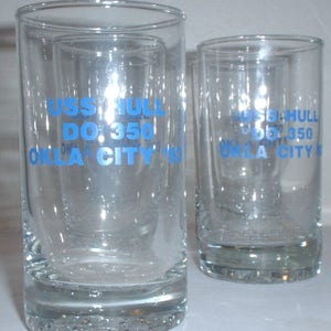 USN US Navy U.S.S. Hull (DO 350) Oklahoma City reunion 1993 drink glasses