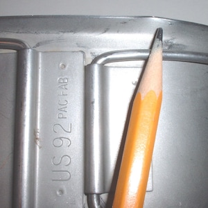 US Army &quot;butterfly&quot; stainless steel canteen cup, Pacific Fabricators 1992 with small dent
