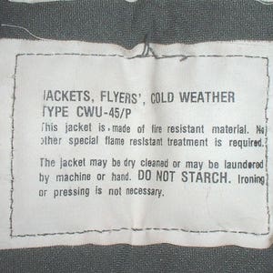USAF US Air Force CWU-45 cold weather flight jacket; Lancer 1980 Large; great shape