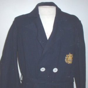 USN US Navy Academy midshipmen&#39;s bathrobe, class of 1954; many, MANY moth holes