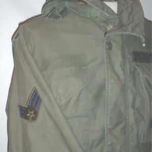 US Air Force M-65 field jacket OD, Medium-Short, John Ownby 1983 w brass zipper