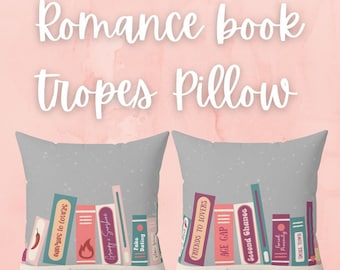 Book Tropes Pillow Bookish Book Nook Pillow Romance Reads Romance Tropes Enemies to Lovers Slow Burn Pillow gift Book Lover Holiday Gift