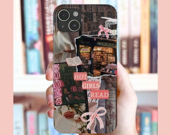 Chicas calientes leen Bookish Collage iphone caso 14 15 pro caso retro collage caso coqueta femenina Libro amante caso de moda iphone lector de romance