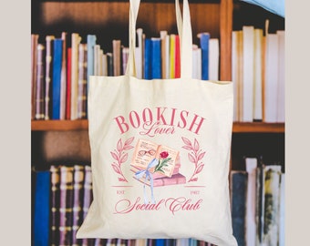 Bookish Lover Coquette Tote Bag Reader Gift Girly Aesthetic Reader Book Club Cottage Core Tote Bag Coquette Clothing Trendy Tote Bag