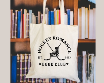Hockey Romanze Buch Club Canvas Tragetasche Bücherwurm Tragetasche Geschenk für sie Sport Romantik Buch Liebhaber Leser Geschenk Tragetasche