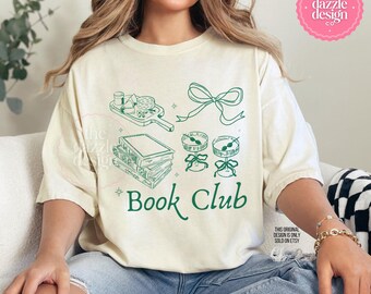 Trendy lees-T-shirt boekenclub, lezer cadeau, literair T-shirt, shirt boekenliefhebber, leesgrage outfit boekenwurm comfort kleuren shirt, cadeau boekenclub
