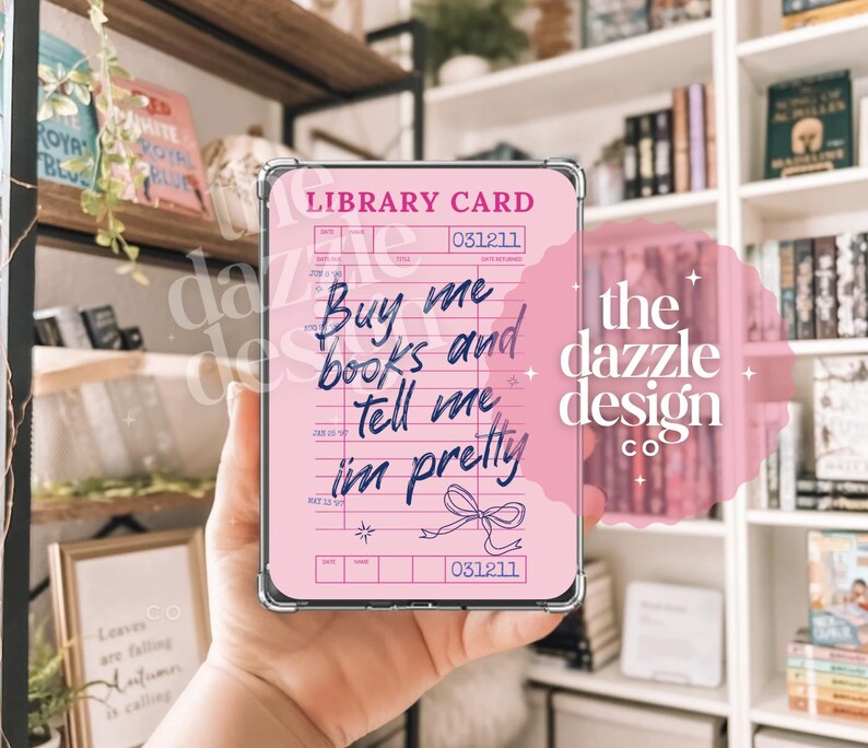Coquette Library Card Kindle Insert Trendy Bookish Sticker Inspired ...