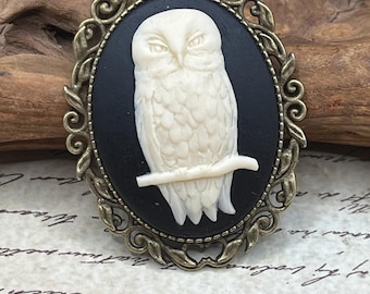Superb Owl-Inspired Brooch – Gothic Owl Cameo in Antique Bronze WWDITS Super bowl Horror Fandom Humor