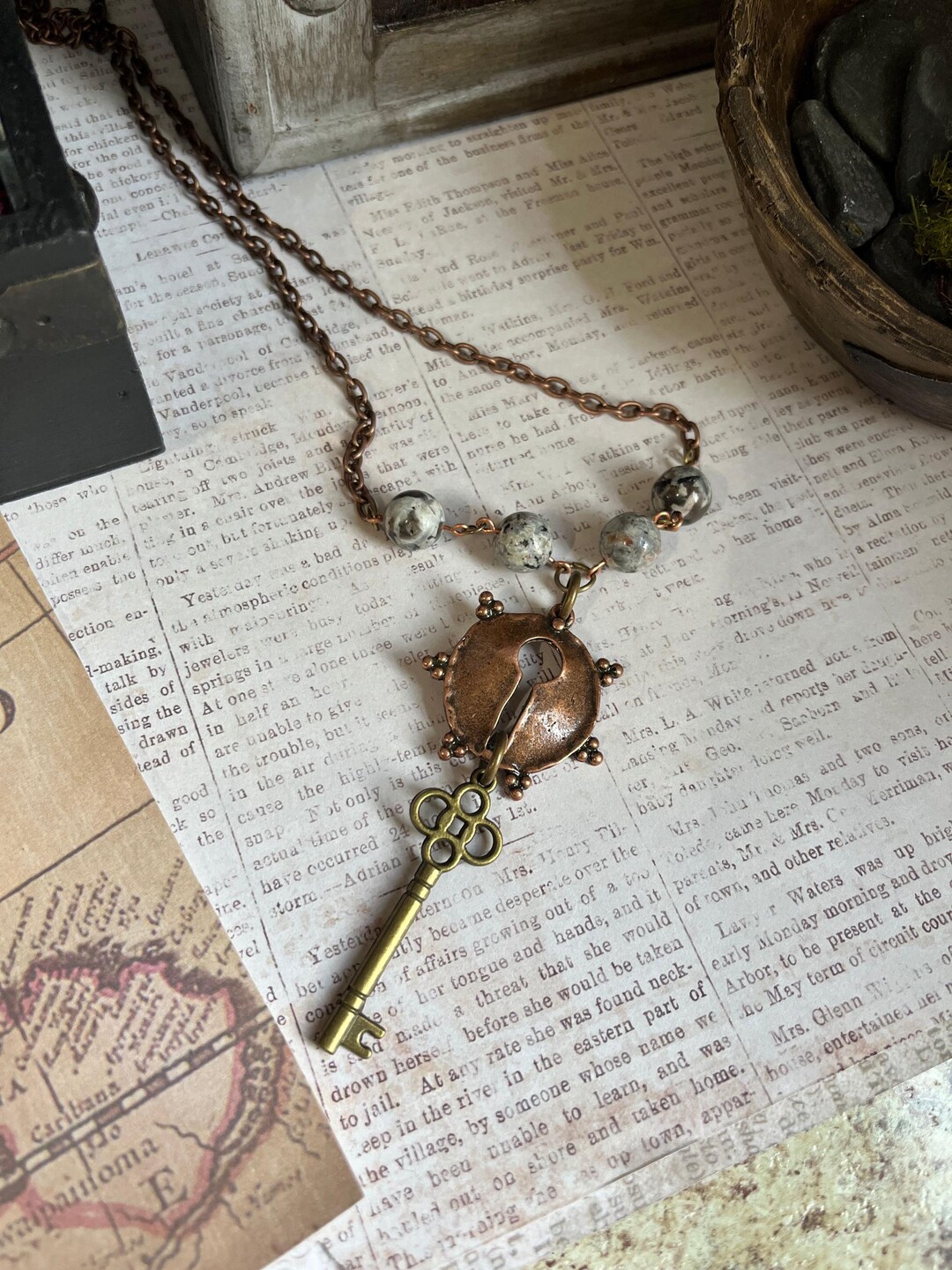 Forgotten Key Relic Necklace – Rustic Gothic Pendant, UV Reactive ...