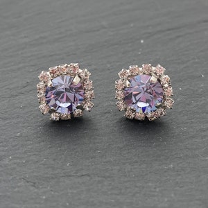 Beautiful Crystal Cluster Earrings in Provence Lavender